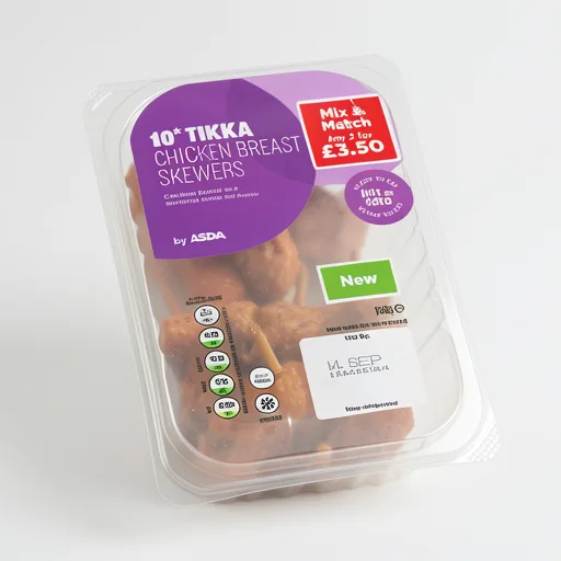 ASDA 10 Tikka Chicken Breast Skewers 120g