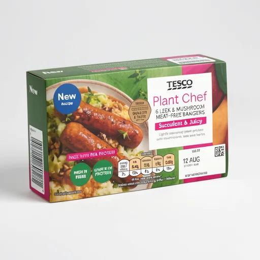 Tesco Plant Chef 6 Leek & Mushroom Meat-Free Bangers 300G