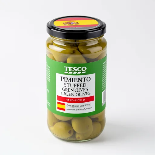 Tesco Pimiento Stuffed Olives In Brine 340G