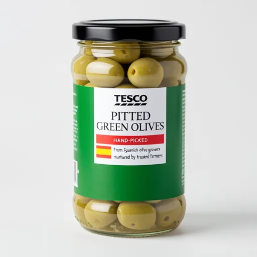 Tesco Pitted Green Olives In Brine 340G