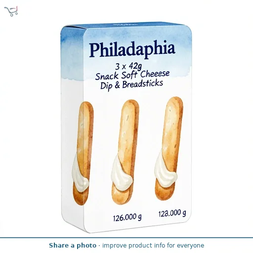 Philadelphia 3 x 42g Snack Soft Cheese Dip & Breadsticks