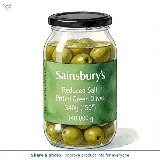 Sainsbury's Reduced Salt Pitted Green Olives 340g (150*)