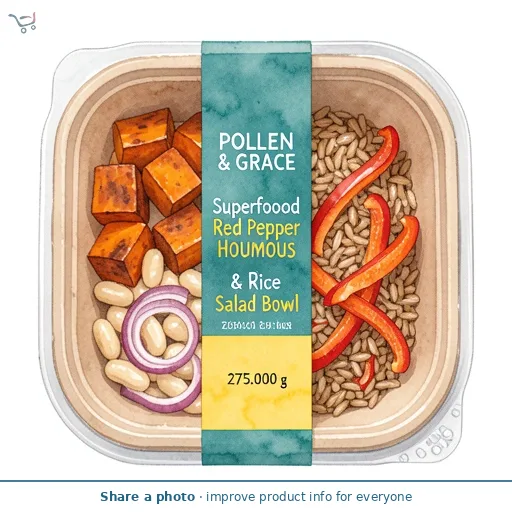 Pollen & Grace Superfood Red Pepper Houmous & Rice Salad Bowl 275g 