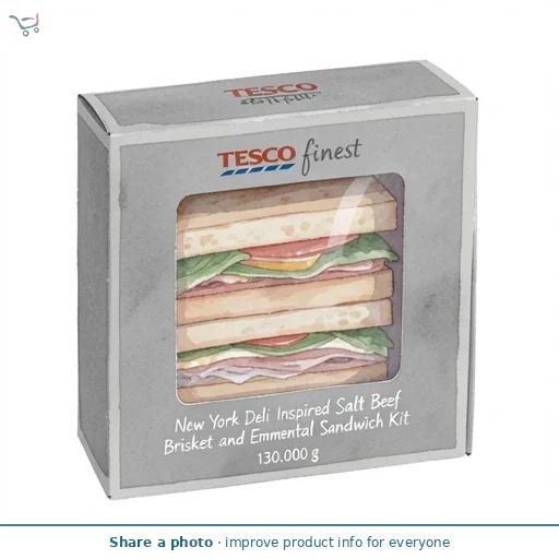 Tesco Finest New York Deli Inspired Salt Beef Brisket and Emmental Sandwich Kit 130g