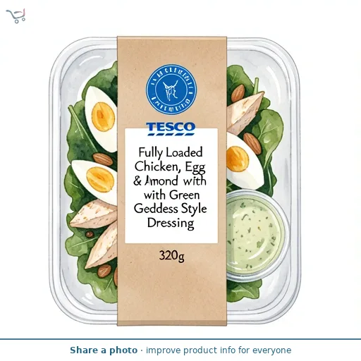 Tesco Fully Loaded Chicken, Egg & Almond with Green Goddess Style Dressing 320g