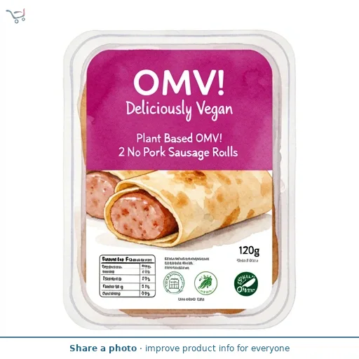 OMV! Deliciously Vegan Plant Based OMV! 2 No Pork Sausage Rolls 120g